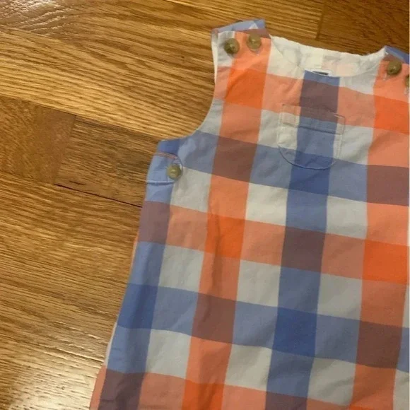Janie and Jack Plaid Shortall John John Overalls Size 3-6 Months - Picture 3 of 4